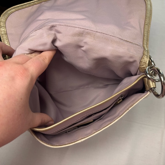 COACH Off-White and Metallic SoHo Shoulder Bag with Flap Closure - Picture 8 of 12